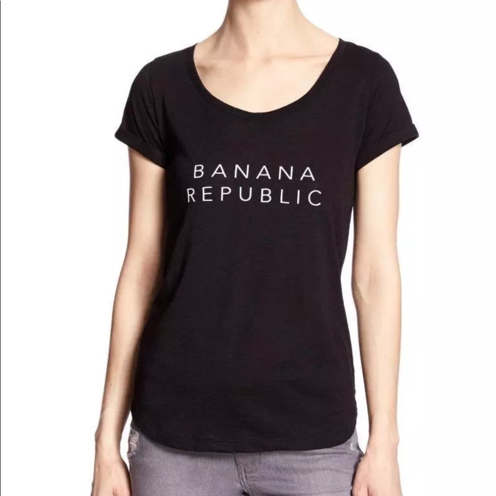Banana republic black logo tee
